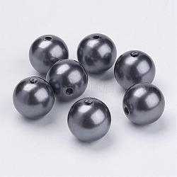 Acrylic Pearl Round Beads For DIY Jewelry and Bracelets, Slate Gray, 16mm, Hole: 2mm