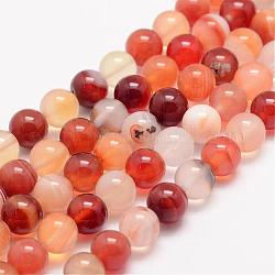 Natürlichen Karneol Perlenstränge, Runde, gefärbt, 8 mm, Bohrung: 1 mm, ca. 48 Stk. / Strang, 15.5 Zoll