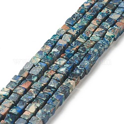 Натуральные имперские нитки из яшмы, окрашенные, кубические, 5x4.5x4.5 мм, отверстие : 0.6 мм, около 85 шт / нитка, 15.28 дюйм (38.8 см)