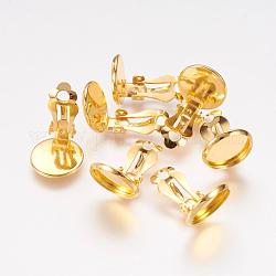 Латунные клипсы, ювелирная фурнитура, золотые, 16x14 мм, лоток : 12 мм