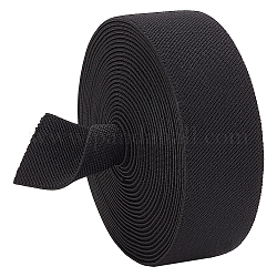 Bande élastique plate en nylon Benecreat, bande de sangle extensible à imprimé sergé, accessoires de couture de vêtement, noir, 40mm, environ 6.25 yards/sac