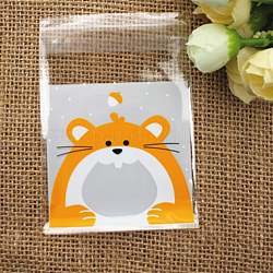 Printed Plastic Bags, with Adhesive, Colorful, 10x7cm, Unilateral Thickness: 0.035mm, Inner Measure: 7x7cm, about 100pcs/bag