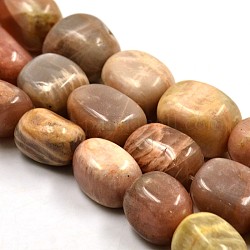 Natural Sunstone Oval Bead Strands, 15~22x12~15x8~12mm, Hole: 1mm, about 23~25pcs/strand, 15.35inch