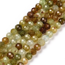 Naturali verdi perle granato fili, sfaccettato, tondo, 4mm, Foro: 0.7 mm, circa 93~94pcs/filo, 15.35~15.55 pollice (39~39.5 cm)