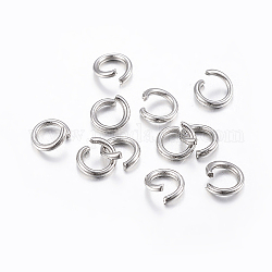304 Stainless Steel Open Jump Rings, Stainless Steel Color, 7x1mm, 18 Gauge, about 909pcs/100g