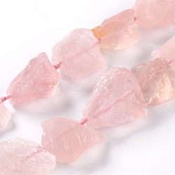 Brins bruts de perles de quartz rose naturel brut, pépites, 16.5~22x19~27x11~12mm, Trou: 0.8mm, Environ 18~20 pcs/chapelet, 16.34'' (41.5 cm)