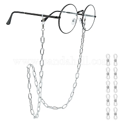 Chaînes de lunettes arricraft, tour de cou pour lunettes, avec chaînes trombones en aluminium, 304 fermoirs à pince de homard en acier inoxydable et embouts de boucle en caoutchouc, platine, 30.11 pouce (76.5 cm), 10 pcs / boîte