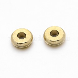 Perline di distanziatore in ottone, rondelle, grezzo (non placcato), nichel libero, 4x1.5mm, Foro: 1.5 mm