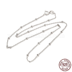 Rhodinierte 925-Satellitenketten-Halskette aus Sterlingsilber, mit s925-Stempel, zur Herstellung von Perlenketten, Echt platiniert, 17.72~18.11 Zoll (45~46 cm)