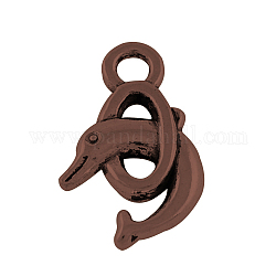 Alloy Dolphin Pendants, Tibetan Style,  Nickel Free & Lead Free, Red Copper, 19x12x3mm, Hole: 2.5mm, about 810pcs/1000g