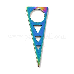 Ионное покрытие (ip) 201 подвески из нержавеющей стали, треугольник подвески, Радуга цветов, 22x8x1 мм, отверстие : 5 мм