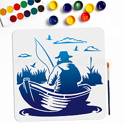 Mayjoydiy us 1 pieza tema de pesca mascota hueco dibujo plantillas para pintar, con pinceles de pintura de arte 1pc, para el libro de recuerdos de diy, album de fotos, barco, 300x300mm