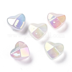 Placcatura uv perle acriliche trasparenti luminose, si illuminano al buio, sfaccettato, cuore, colore misto, 19.5x20.5x13.7mm, Foro: 3.7 mm