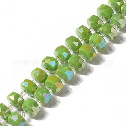 Chapelets de perles en verre, facette, plat rond, vert olive, 8x5mm, Trou: 1.2mm, Environ 80 pcs/chapelet, 21.65 pouce (55 cm)