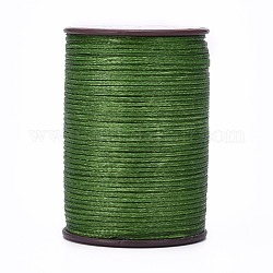 Ficelle de fil ciré plat, cordon micro macramé, pour la couture de cuir, vert olive foncé, 0.8mm, environ 109.36 yards (100 m)/rouleau