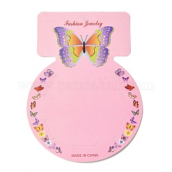 Tarjetas de presentación de clip de pelo de papel redondo, Tarjeta para presentación de joyas con estampado de mariposas para almacenamiento de pinzas para el cabello, rosa perla, 13.7x10x0.05 cm, agujero: 5 mm