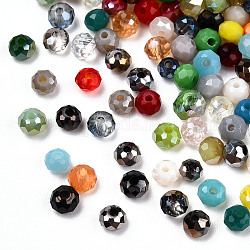 Abalorios de vidrio normales, ábaco tallado, estilo mezclado, color mezclado, 3~3.5x2.5~3mm, agujero: 0.8 mm, 50 g / bolsa