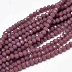 Faceted Rondelle Glass Beads Strands, Old Rose, 4x3mm, Hole: 1mm, about 149pcs/strand, 18.9 inch
