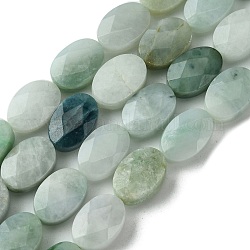 Natürliche Myanmar-Jadeit-Perlenstränge, facettiert, Flachoval, 12x8~8.5x5~5.5 mm, Bohrung: 0.8 mm, ca. 33 Stk. / Strang, 15.94'' (40.5 cm)