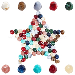 Sunnyclue 100pcs 10 couleurs perles acryliques, style de pierres fines imitation, pépites, couleur mixte, 15.5x12x12mm, Trou: 1.8mm