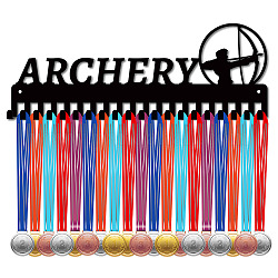 Cadre porte-médailles en fer, support de cintre d'affichage de médailles, 20 crochets, avec des vis, motif de flèches, 145x400mm, Trou: 5mm
