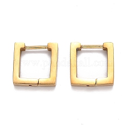 304 квадратные серьги-кольца из нержавеющей стали, золотые, 12x12x3 мм, штифты : 1 мм