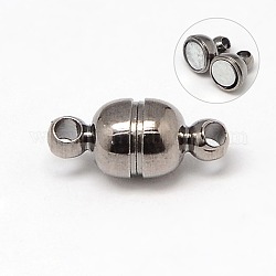 Fermoirs magnétiques en laiton, ovale, sans nickel, gunmetal, 11x5mm, Trou: 1mm