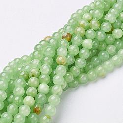 Perles fleur naturelle de jade brins, teinte, ronde, 6mm