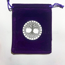 Pochettes avec cordon de rangement de bijoux en velours runes, sacs à bijoux rectangulaires, pour le stockage d'articles de sorcellerie, arbre de la vie, 15x12 cm