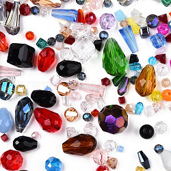 Glass Beads, Mixed Shapes, Mixed Color, 2.5~27x2.5~18x2~18mm, Hole: 0.8~1.8mm, about 350g/bag