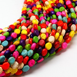 Perline turchese ovale sintetici fili, tinto, colore misto, 10x8x3mm, Foro: 1 mm, circa 40pcs/filo, 15.7 pollice