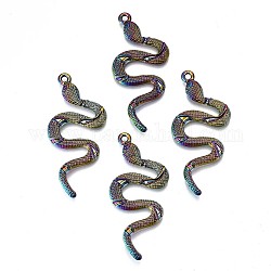 Grandes colgantes de aleación, sin plomo y cadmio, forma de la serpiente, color del arco iris, 53x23x4mm, agujero: 2 mm