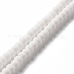 Perline in porcellana smerigliata fatte a mano, rotondo e piatto, bianco, 4x3mm, Foro: 0.8 mm, circa 134pcs/filo, 15.55 pollice (39.5 cm)