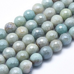 Chapelets de perles en amazonite naturelle, ronde, facette, 12mm, Trou: 1mm, Environ 32~33 pcs/chapelet, 15.1~15.5 pouce (38.5~39.5 cm)