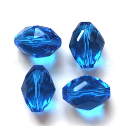 Imitation österreichischen Kristallperlen, Klasse aaa, facettiert, Oval, Verdeck blau, 13x10 mm, Bohrung: 0.9~1 mm