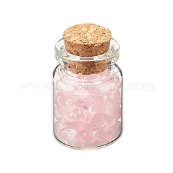 Decorazione della bottiglia dei desideri in vetro trasparente, bottiglie di guarigione dei chakra, bilanciamento delle pietre preziose wicca, con rosa naturale di chip di quarzo perle, 22x34mm, perle di chip: 1~8x1.5~10x1~7mm