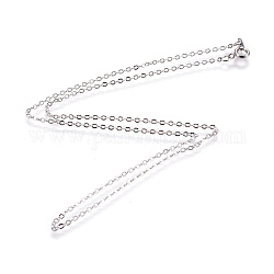 Brass Cable Chain Necklaces, Nickel Free, Platinum, 18 inch, 2x1.5mm