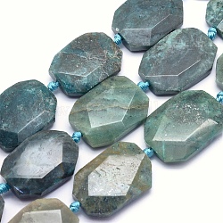 Natural Chrysocolla Beads Strands, Polygon, Faceted, 28~31x22~24x8~10mm, Hole: 2mm, about 12pcs/strand, 15.7~15.9 inch(40~40.5cm)