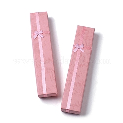 Boîtes à collier en papier carton, coffret cadeau collier avec éponge à l'intérieur et nœud papillon, rectangle, rouge violet pâle, 4.1x20x2.45 cm