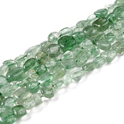 Verde naturale quarzo fragola fili di perline, pepite, pietra burrattata, 5~8.5x5.5~7x3.5~4mm, Foro: 0.7 mm, circa 64pcs/filo, 16.34 pollice (41.5 cm)