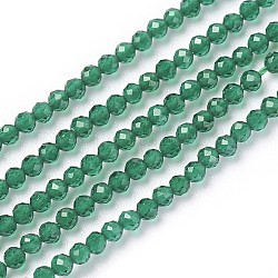Fili di perline do vetro trasparente, sfaccettato, tondo, verde, 2mm, Foro: 0.5 mm,circa164~182pcs/filo, 14.8~15.7 pollice (37.5~40 cm)