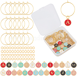 SUNNYCLUE 1 Box 26 Set Drink Identifiers Markers Wine Glass Tag Charms Including Alphabet Letter Alloy Enamel Pendants Brass Charm Rings Jump Rings for Party Favors Family Gathering