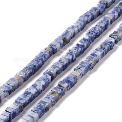 Натуральное синее пятно нитки из бисера яшмы, кубические, 6x6x1.5~3 мм, отверстие : 1.4 мм, около 113~115 шт / нитка, 14.96~15.35 дюйм (38~39 см)