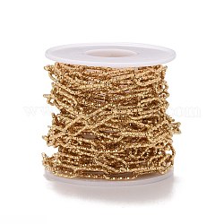 Ion Plating(IP) 304 Stainless Steel Paperclip Chains, Faceted, with Spool, Unwelded, Golden, 17x7x1.5mm, about 16.40 Feet(5m)/Roll