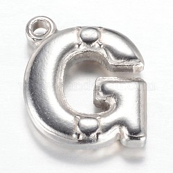 201 Stainless Steel Charms, Letter G, Stainless Steel Color, 15x12.2x3mm, Hole: 1.2mm