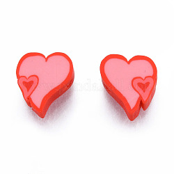 Бусины из полимерной глины , сердце, красные, 9~10x9~9.5x4~4.5 мм, отверстие : 1.5 мм