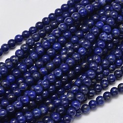 Grade arrotondare un lapis naturali fili di perline lazuli, 4mm, Foro: 1 mm, circa 95pcs/filo, 15.5 pollice