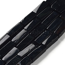Abalorios de ágata negro natural hebras, cuboides, 12.5~13.5x3~5x3~4.5mm, agujero: 1 mm, aproximamente 30~32 pcs / cadena, 15.1~15.9 pulgada (38.5~40.5 cm)