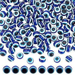 Hobbiesay 300 Uds cuentas de resina de mal de ojo, redondo, azul real, 8x7mm, agujero: 1.5 mm
