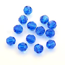 Perlien cristallo austriaco, 8 mm sfaccettato tondo, blu royal, Foro: 1 mm